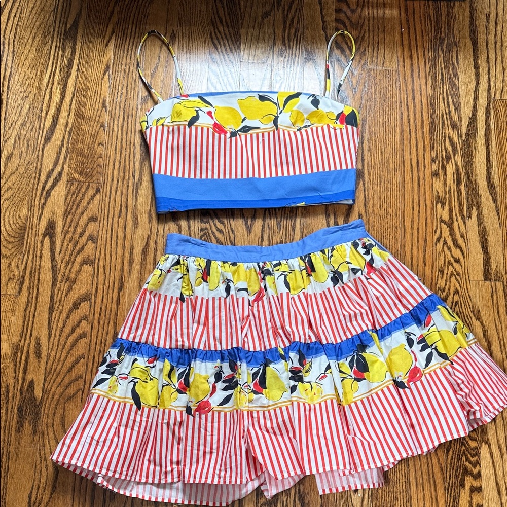 NWT zara lemon print top & skirt!  Xs top and small bottom